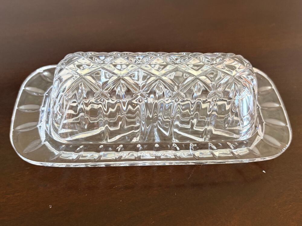 Gorham Crystal Lady Anne 1/4 Pound Covered Butter Dish Clear Vintage